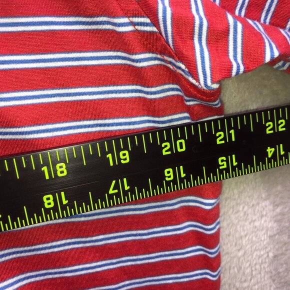 Peter Millar Mens Polo Shirt Medium Striped Top Red Ridgewood 100% Cotton Casual - Picture 6 of 12